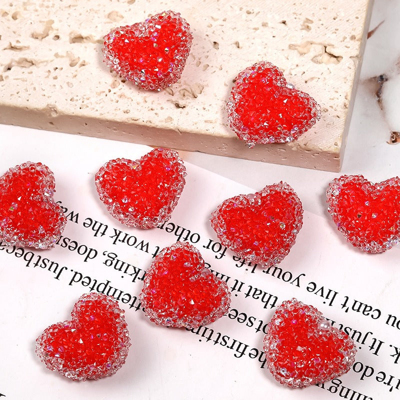 Wholesale 20pcs Rhinestone Heart Acrylic Beads Soft Sugar Beads